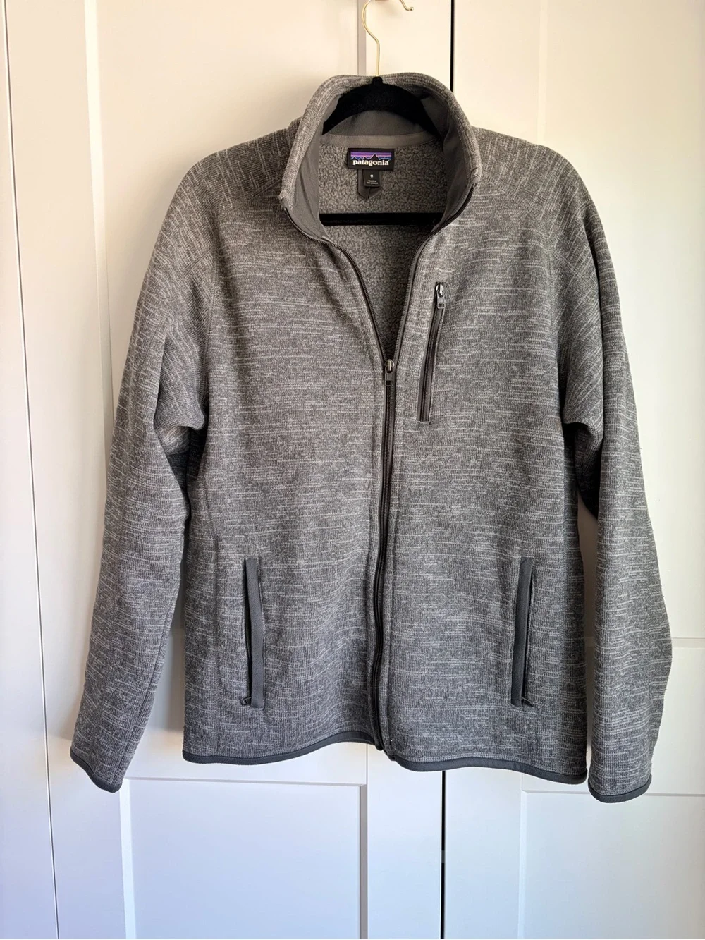 Patagonia Men's Heather Gray Lightweight Fleece Jacket | M
